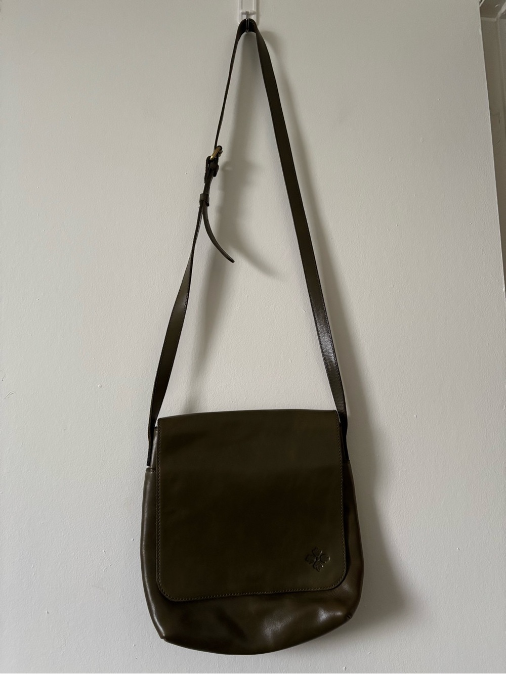 Patricia Nash Olive Green Leather Messenger Crossbody